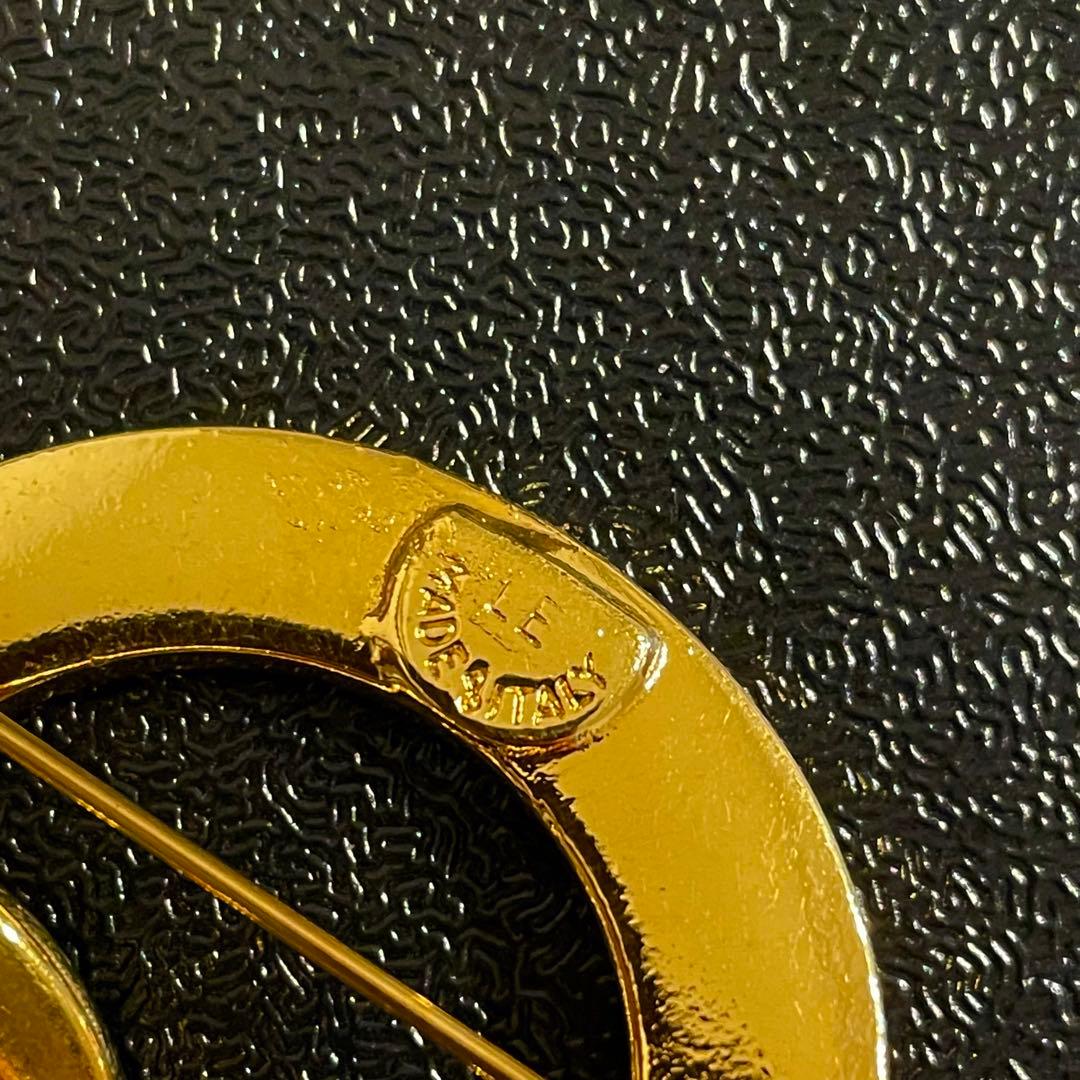 超希少　CELINE ブローチ　サークル　3連　ゴールド