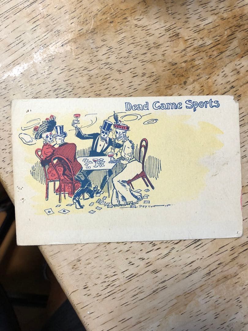 アンティーク　19s スカル　髑髏　骸骨　ポストカード　ネイバーフッド　レトロ