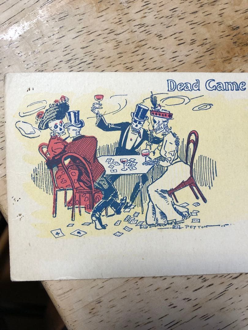 アンティーク　19s スカル　髑髏　骸骨　ポストカード　ネイバーフッド　レトロ