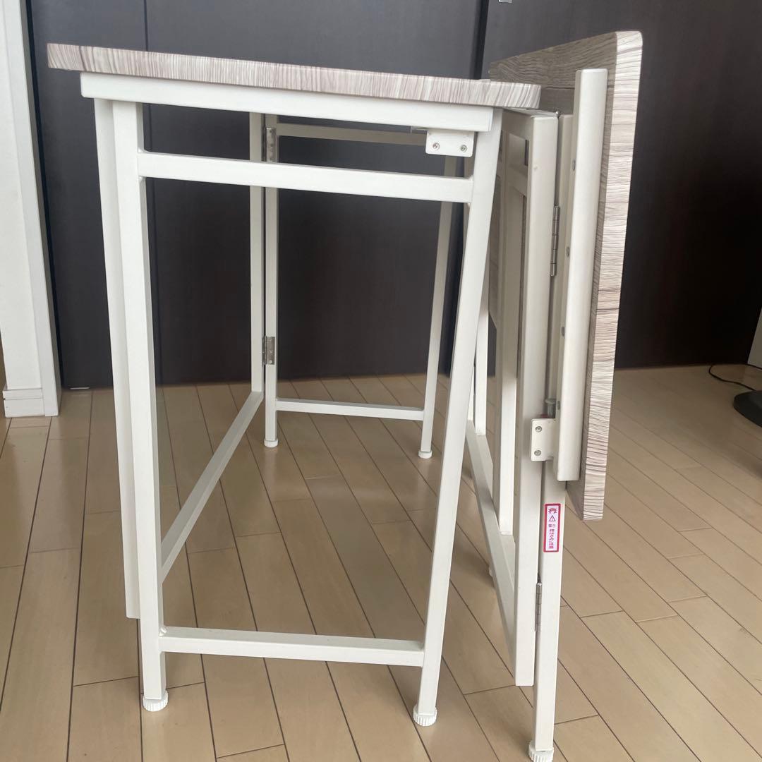 山善　木目調折りたたみテーブル　2個セット