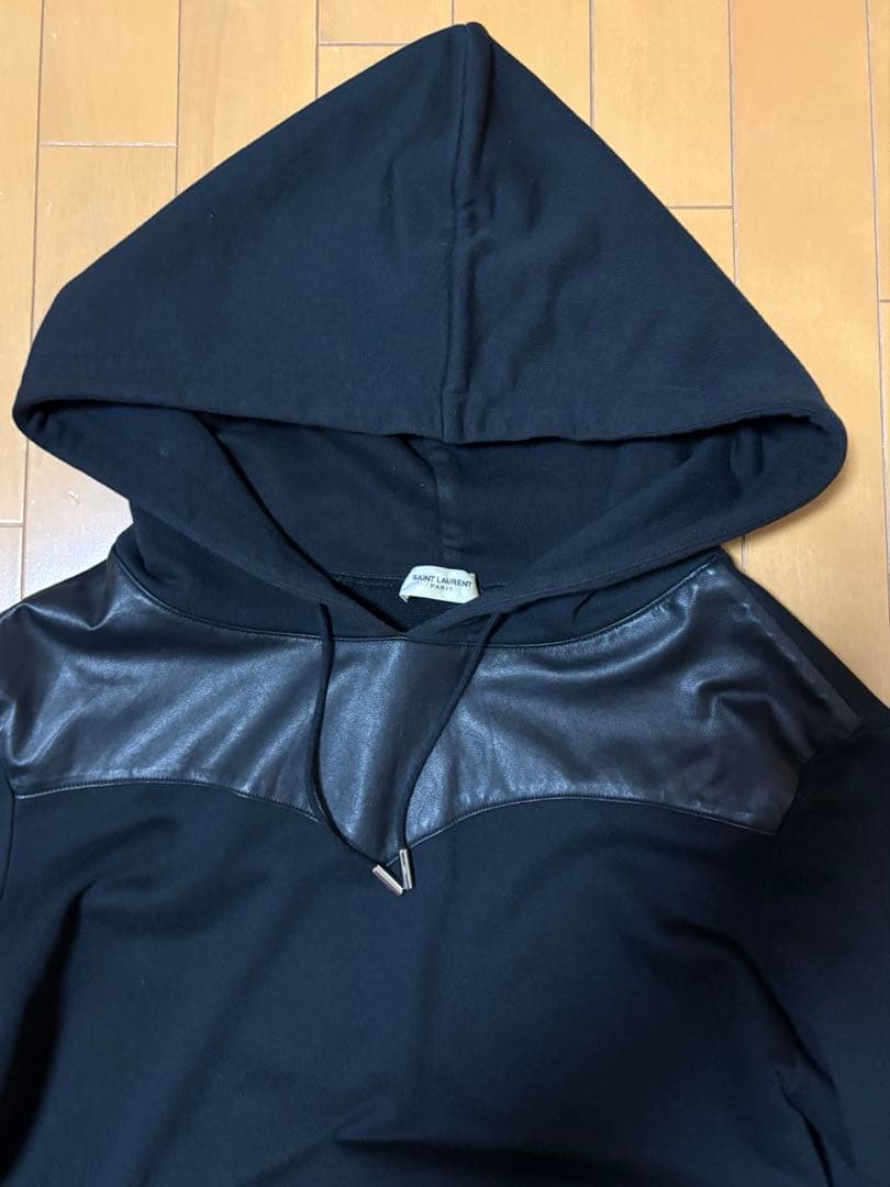 【希少】SAINT LAURENT サンローラン エディ期　レザー切替パーカー