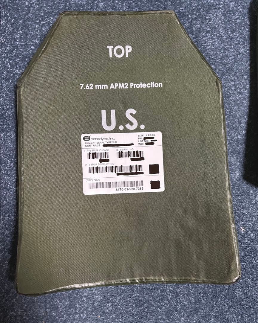 劇レア 米軍実物 USED品　キャリアプレート Lサイズ 2枚組