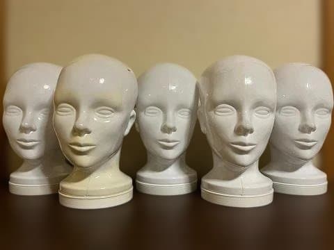 ホワイト プラスチックヘッドバンク マネキンヘッド 貯金箱 5体セット