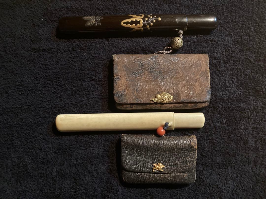 金無垢金具！江戸時代の名工の作か！？煙管 煙管筒　希少品！五七桐秀吉2点まとめて