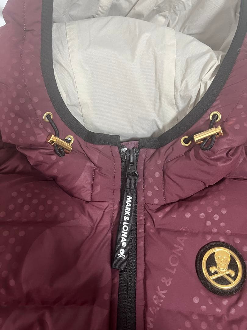 定価7.4万 MARK & LONA カモフラ ダウンベスト 38 ボルドー