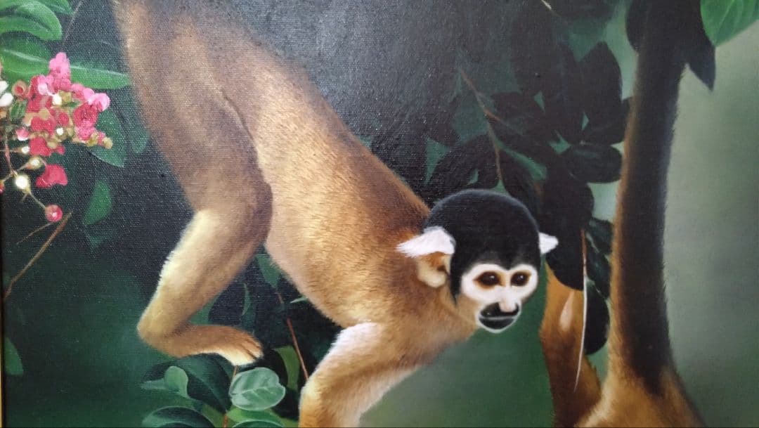 人見友紀　伝説の逃亡画家　油彩画　油絵　猿　リアリズム　12号