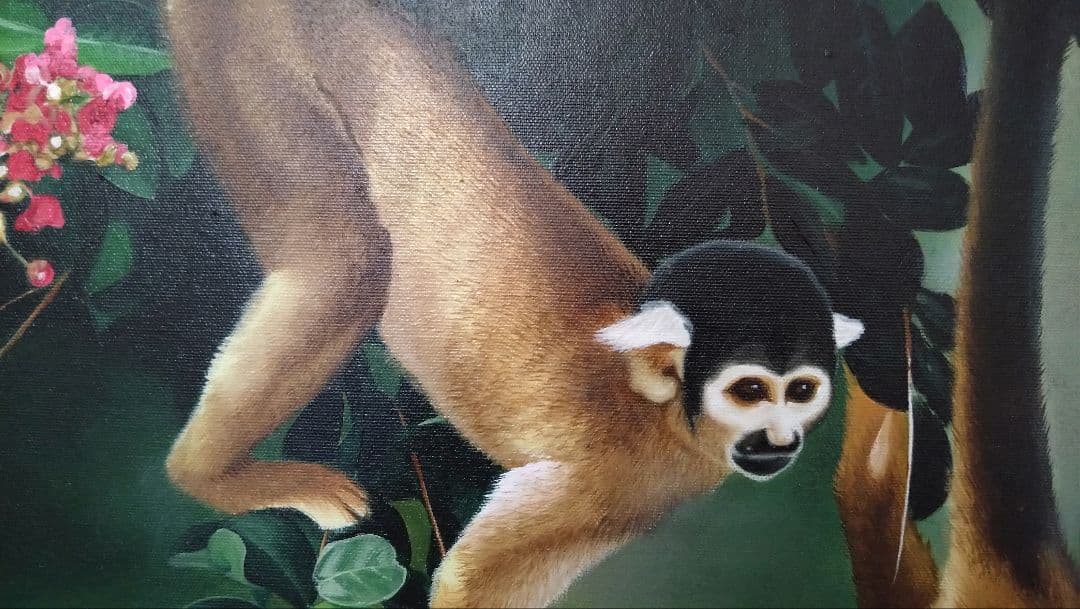 人見友紀　伝説の逃亡画家　油彩画　油絵　猿　リアリズム　12号