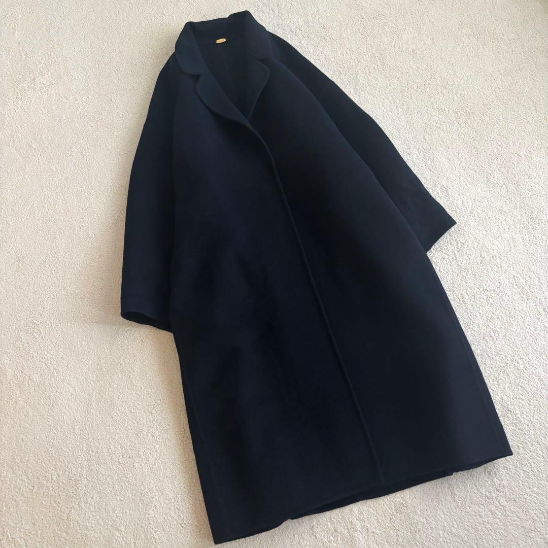 Deuxieme Classeウールアンゴラリバーコート　24AW ネイビー