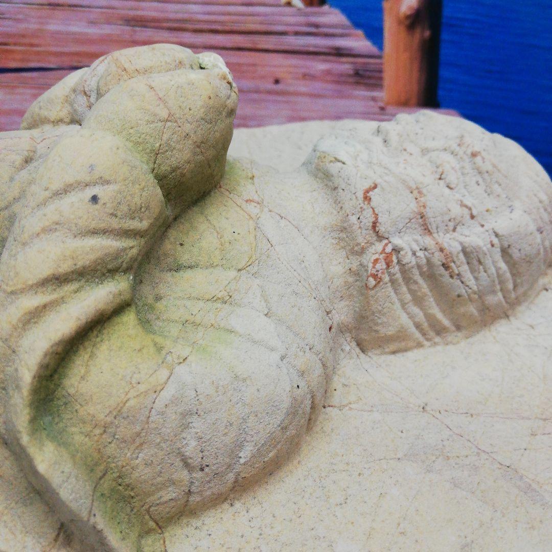 仏教美術石仏石灰岩高さ４６センチサイズ重量１０キログラム地域詳細不明オブジェ置物