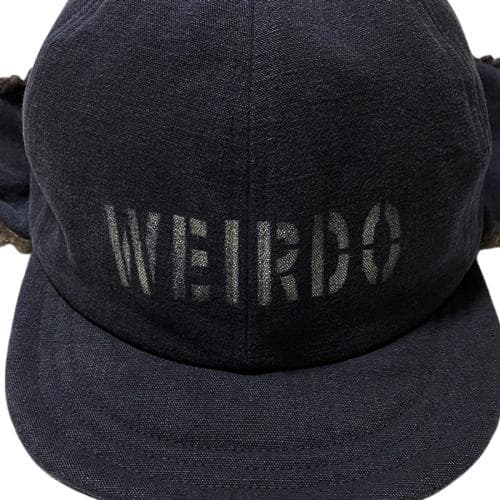 希少美品 WEIRDO デッキキャップ ネイビーL ステンシル イヤーマフ 防寒