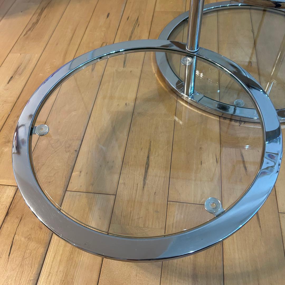 ☆ミッドセンチュリー☆ 丸型 ラウンドテーブル ビンテージ　強化ガラス 4段