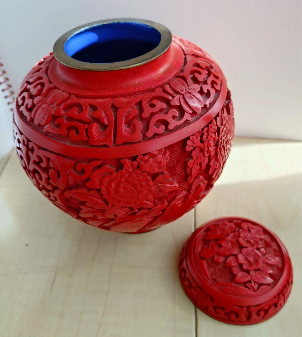 中国堆朱 壺 骨董品