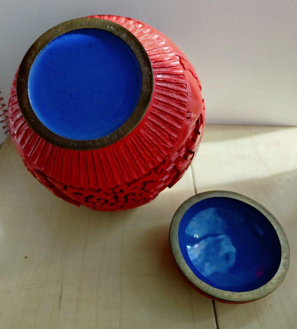 中国堆朱 壺 骨董品