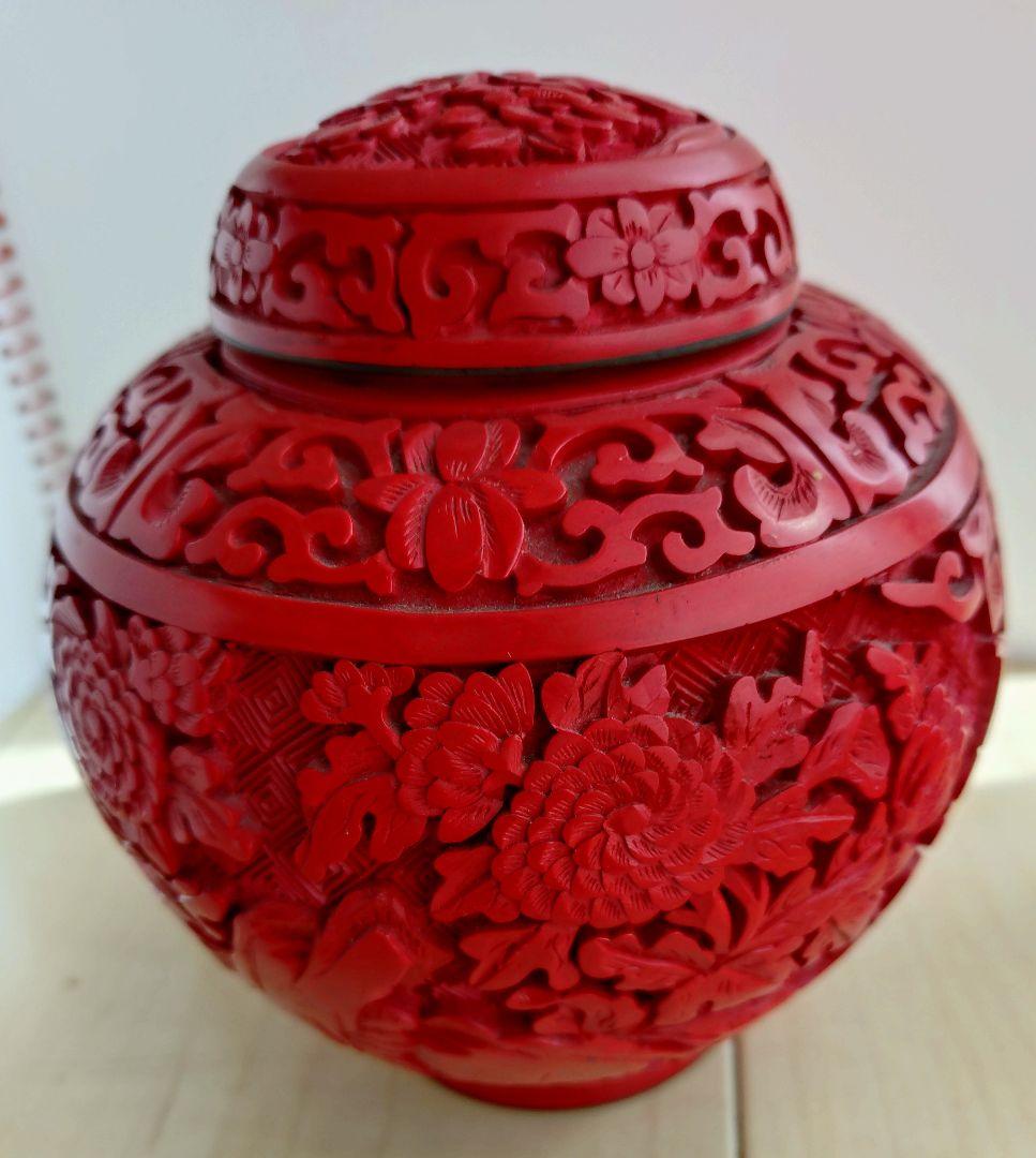 中国堆朱 壺 骨董品