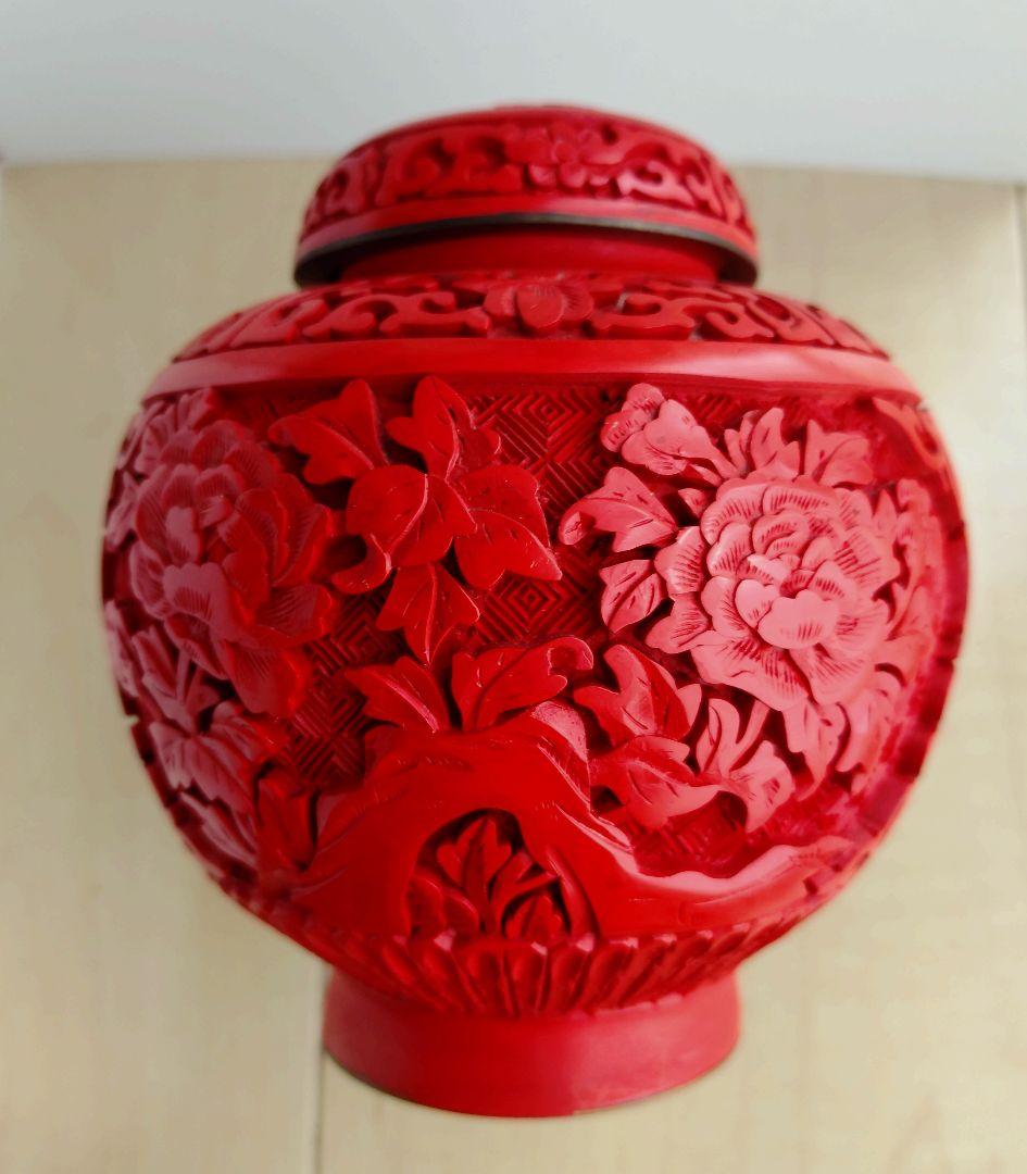 中国堆朱 壺 骨董品