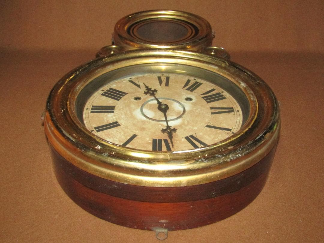 【イングラハム 掛時計 ダルマ時計 金四ツ丸　木箱付】アメリカ製　稼動品　明治