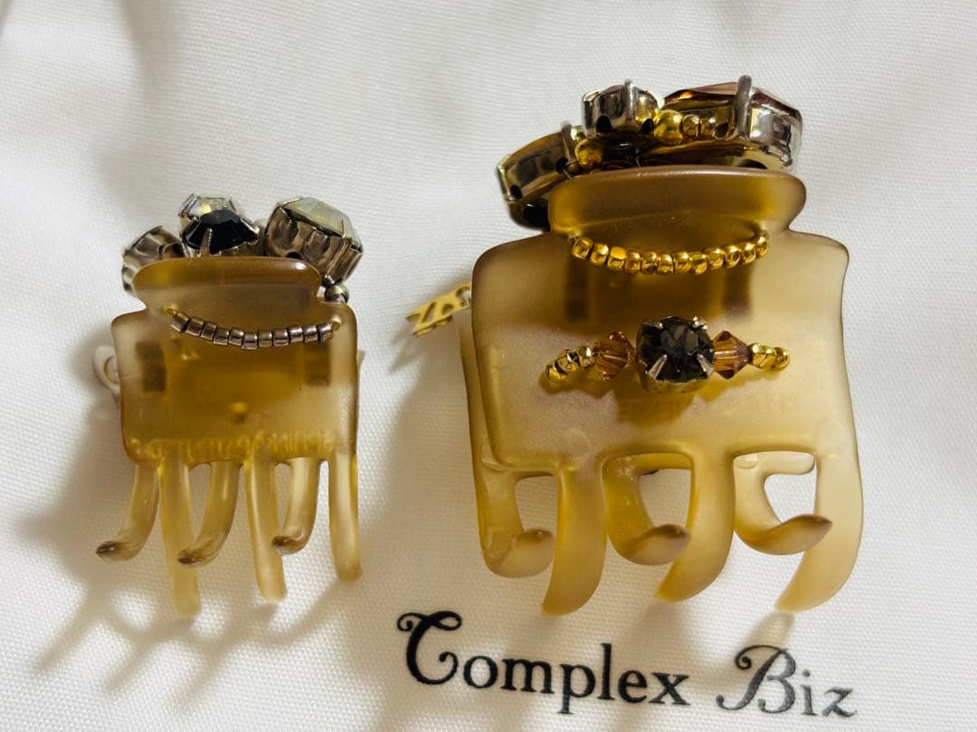 【2個】コンプレックスビズ　デザートクリップ　　大　中　ゴールド　黄　クリップ