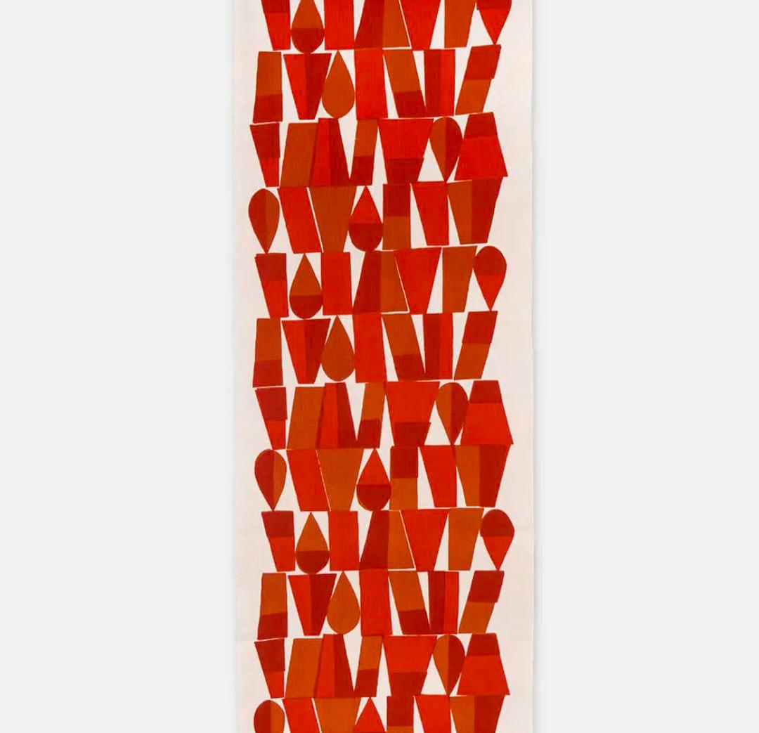 柚木沙弥郎 小巾布 「幾何文 赤」 シルクスクリーン（手捺染）タペストリー　民藝