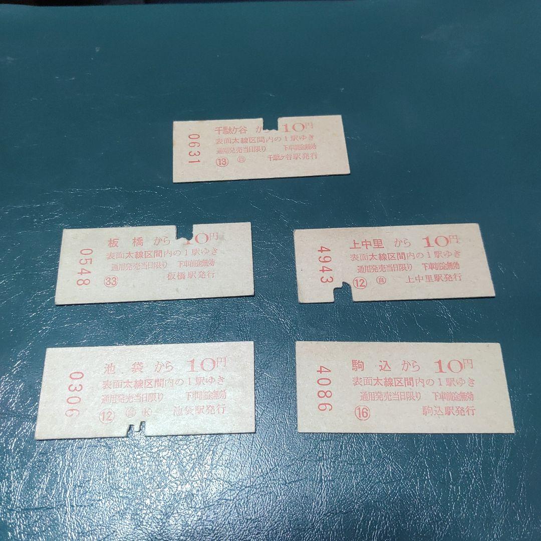 【山手線他】使用済赤地図式硬券乗車券　５枚