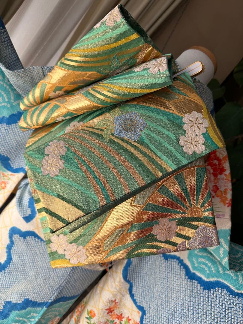 振袖フルセット 空色スカイブルー×白 総絞り 金駒刺繍