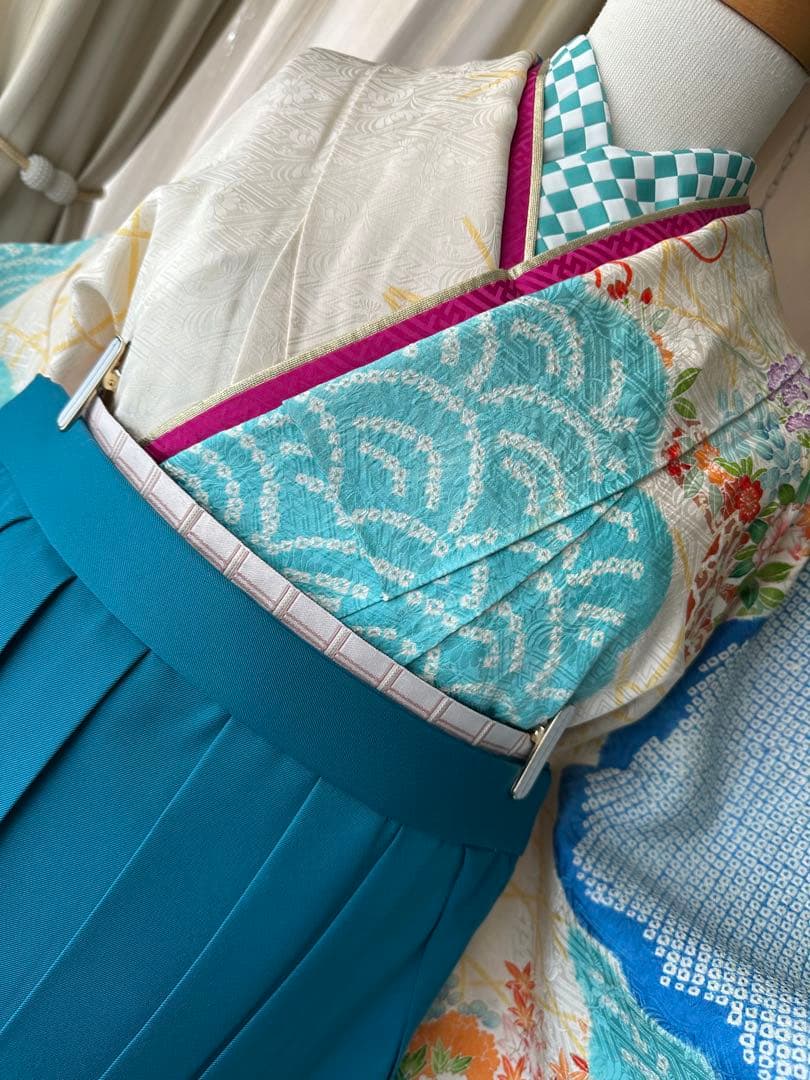 振袖フルセット 空色スカイブルー×白 総絞り 金駒刺繍