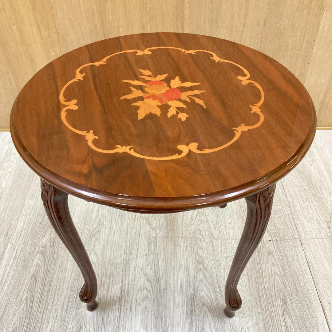 イタリア製　象嵌　猫脚　サイドテーブル　コーヒーテーブル