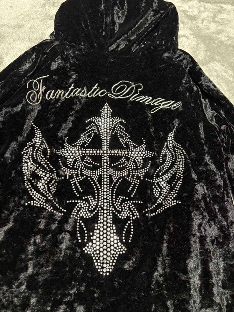 y2k 平成ギャル　ベロア　パーカー　ラインストーン　豹柄　お兄　重ね着