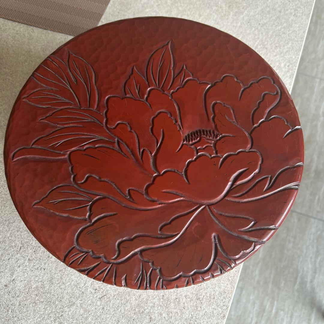 藍胎漆器　伝統工芸品　久留米　らんたい漆器　鎌倉彫茶櫃　2点おまとめ