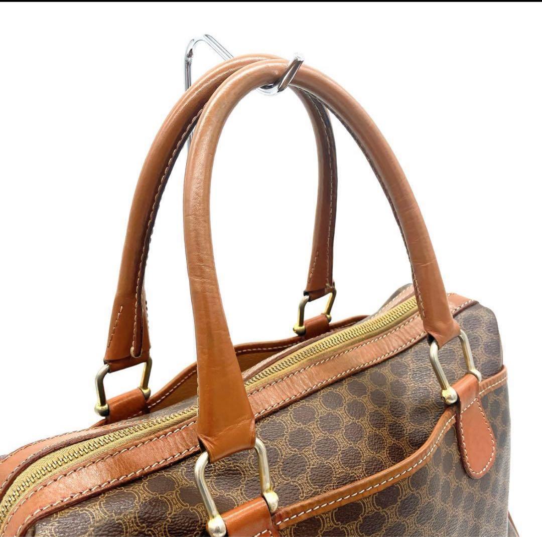 CELINE】ミニボストンバッグ　マカダム柄　ゴールド金具　PVC