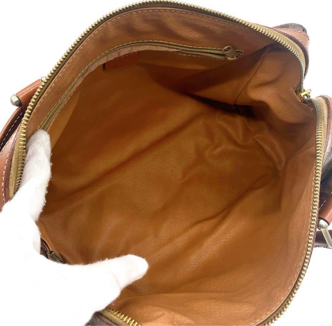 CELINE】ミニボストンバッグ　マカダム柄　ゴールド金具　PVC