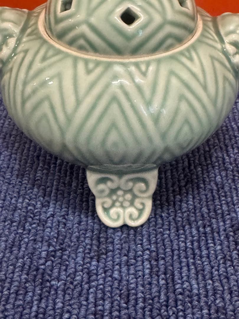 1661 清兵衞　青磁　獅子　香炉