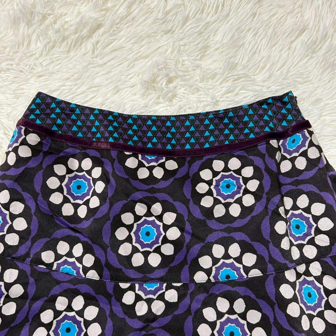 美品 ヒロココシノ ヒロコビス フレアスカート 幾何学模様 花柄 レイヤード M