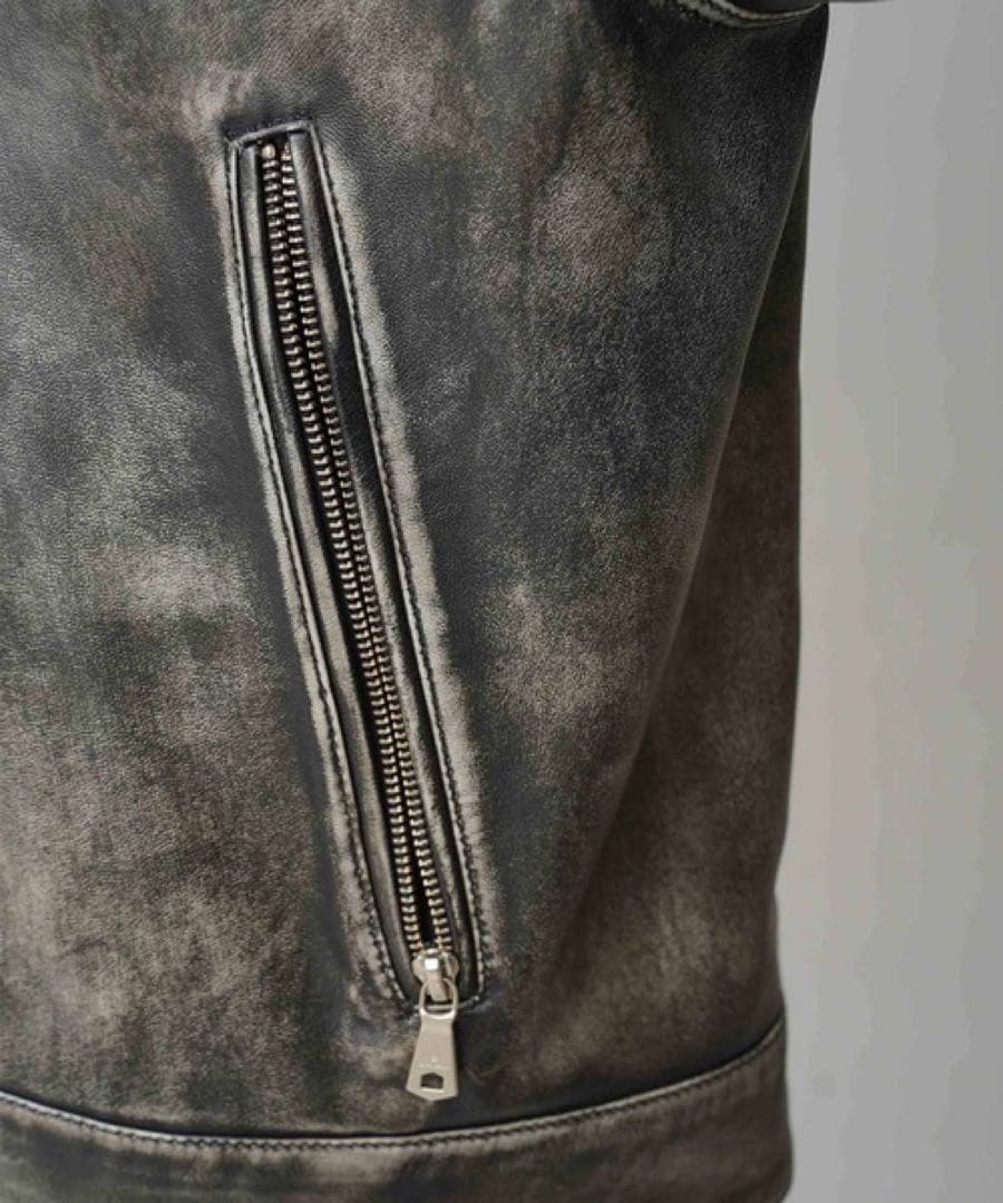 メゾンスペシャル シープレザー シングルライダージャケット ダークブラック