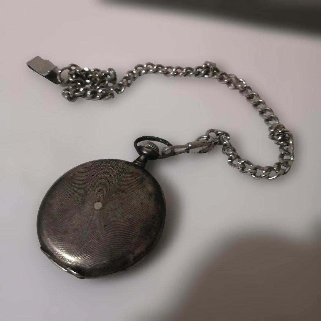 k*3様 懐中時計 アナログ表示 金属チェーン付きビンテージ