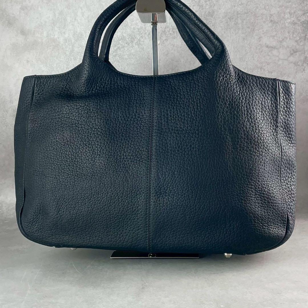 【美品】トッズ ショッピング ピッコラ レザー ネイビー 紺色 ハンドバッグ