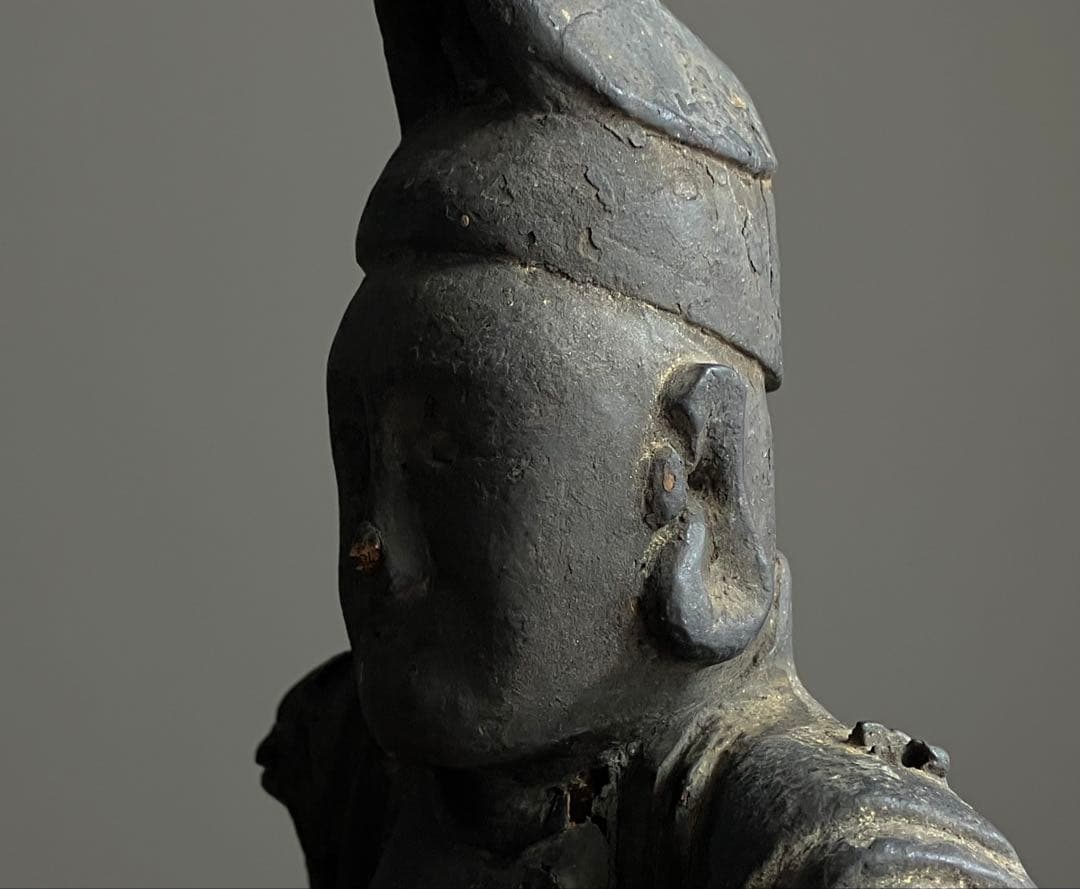 【黎明期の恵比寿木彫 室町時代頃】骨董七福神アンティーク仏像美術彫刻民藝妖怪古事