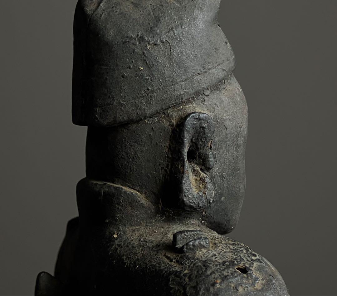 【黎明期の恵比寿木彫 室町時代頃】骨董七福神アンティーク仏像美術彫刻民藝妖怪古事