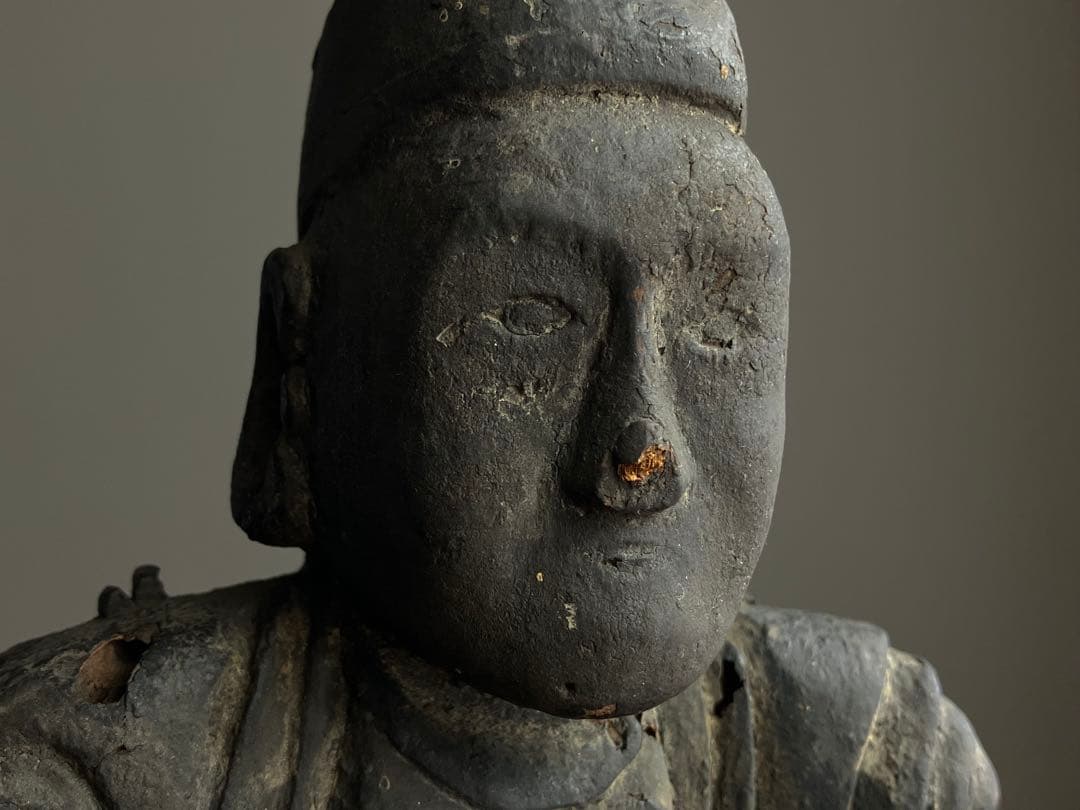 【黎明期の恵比寿木彫 室町時代頃】骨董七福神アンティーク仏像美術彫刻民藝妖怪古事