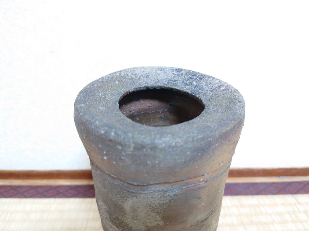 石田陶春 丹波花入【堀内宗完(兼中斎)箱書】共箱 共布 女流陶芸家 茶道具