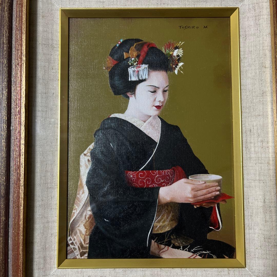 ⭕️油絵　二科会　会員　松井敏郎　画題　[御点前] SM パリ賞受賞　油彩　絵画