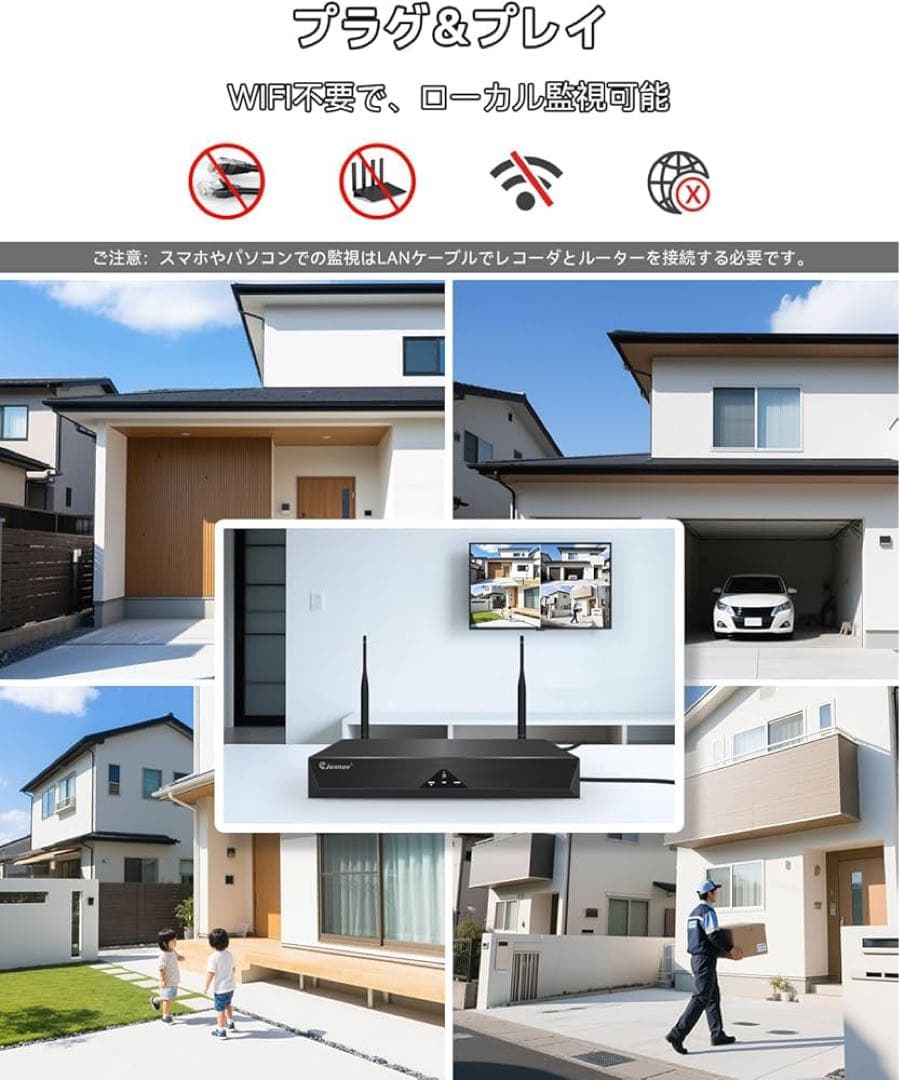 JENNOV 防犯カメラ 屋外 ワイヤレス 500万画素対応 4台セット AI