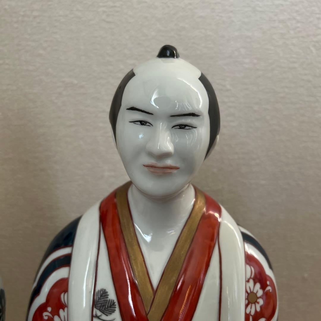 有田焼 円左エ門 古伊万里 人形写 男女ペア 大型 高さ約43cm床の間和室飾り
