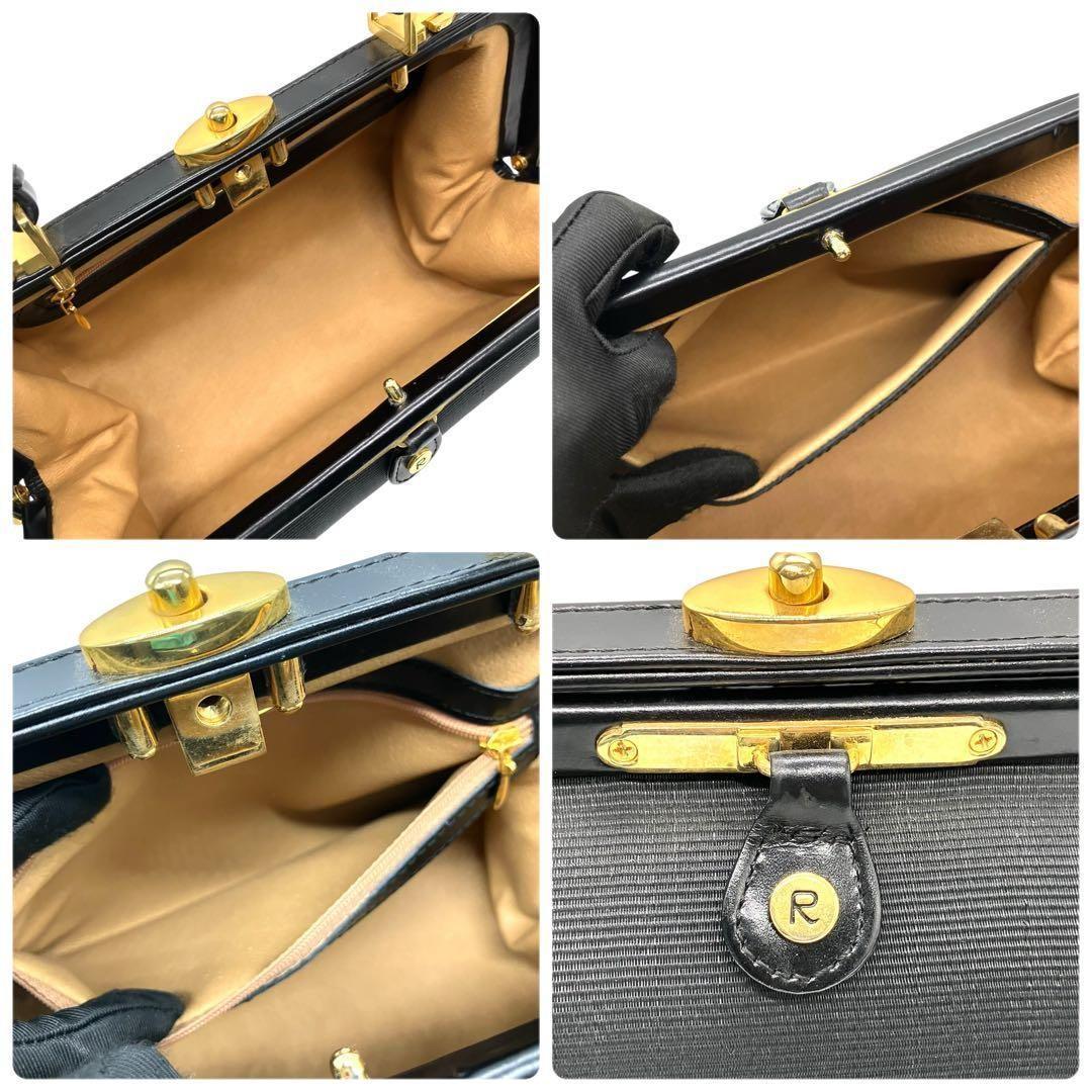 良品 2145 COSTL aspaハンドバッグ がま口 ホースヘアー レザー