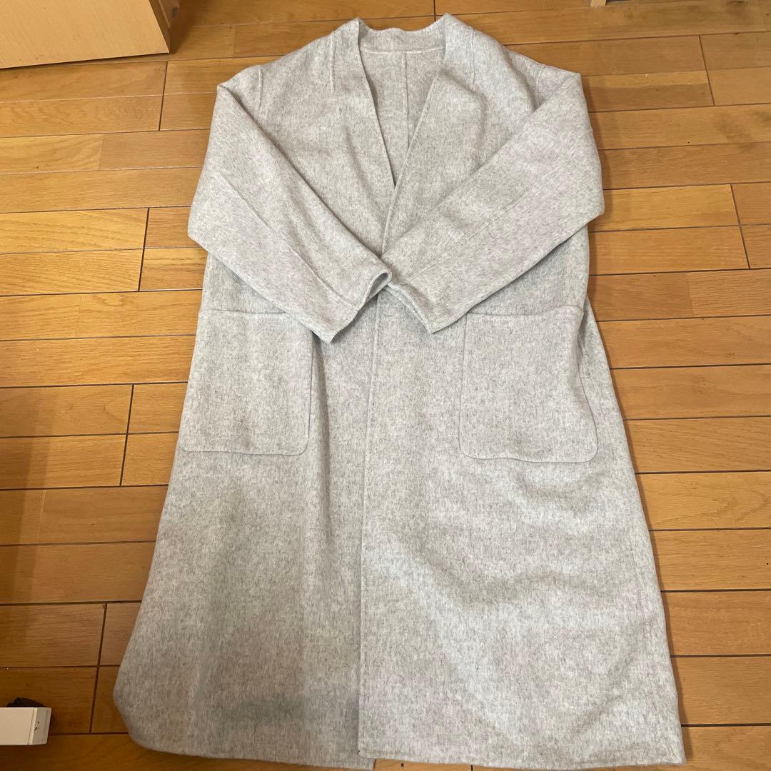グレー チェスターコート ウール混紡