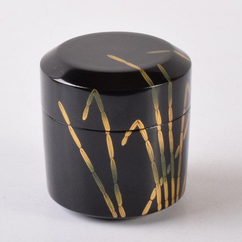 茶道具　黒漆　斎藤宗甫作　草蒔絵　棗　共布共箱　V　7338