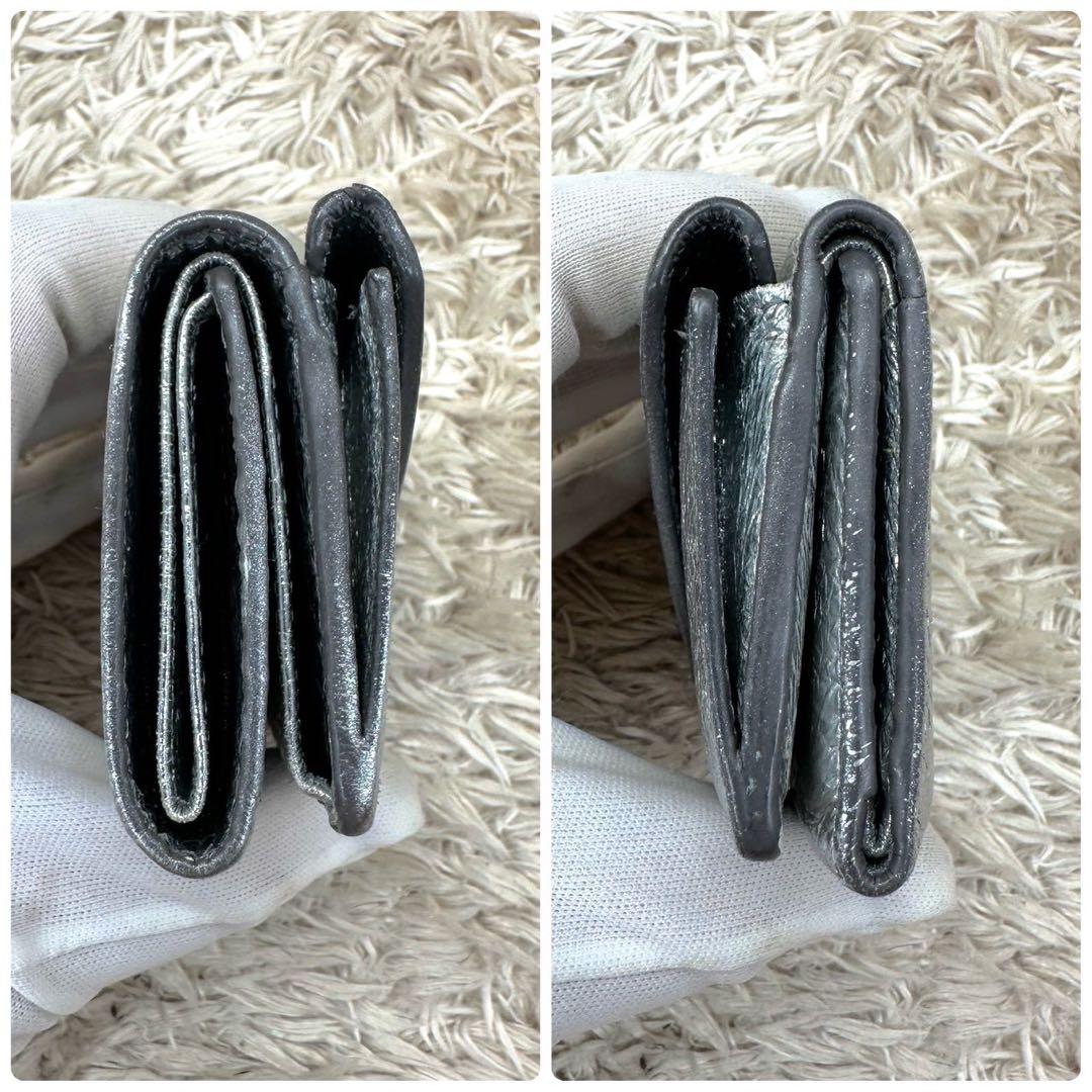 【美品】バレンシアガ 三つ折財布 シルバー ペーパーミニウォレット ユニセックス