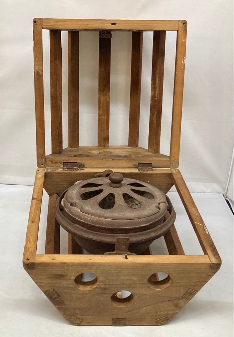 B315s 六角形回転安全炬燵　大正昭和レトロ　アンティック　中金具は鉄製