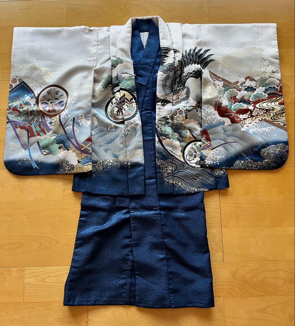 5歳 男の子　着物　羽織 2点セット 美品　裄丈45cm 身丈91cm 七五三