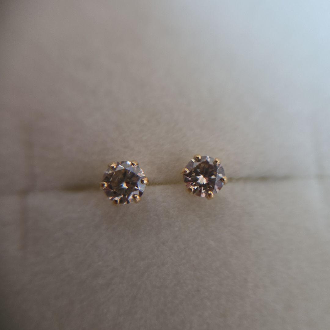 K18YG 1粒 ダイヤ 0.3ct ピアス