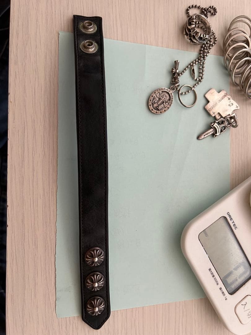 クロムハーツ　クロス3スナップ　革ブレスレット